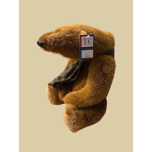 Samuel  humpback Teddy Bear with Plaid Scarf T.C. Dawson By Fiesta Plush  TAG - Picture 1 of 13